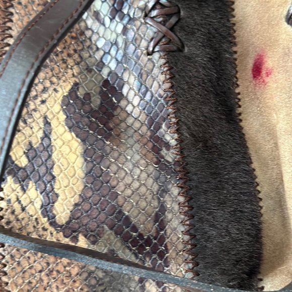 Vintage MALI PARMI 1992 Edition Mixed Leather Skin Pony Hair Suede Handbag - Picture 10 of 12